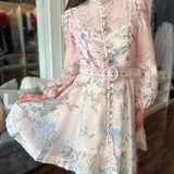 HIGH COLLAR PINK FLORAL DRESS 1.29
