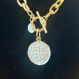 SUSAN SHAW GOLD COIN TOGGLE NECKLACE 3165CR