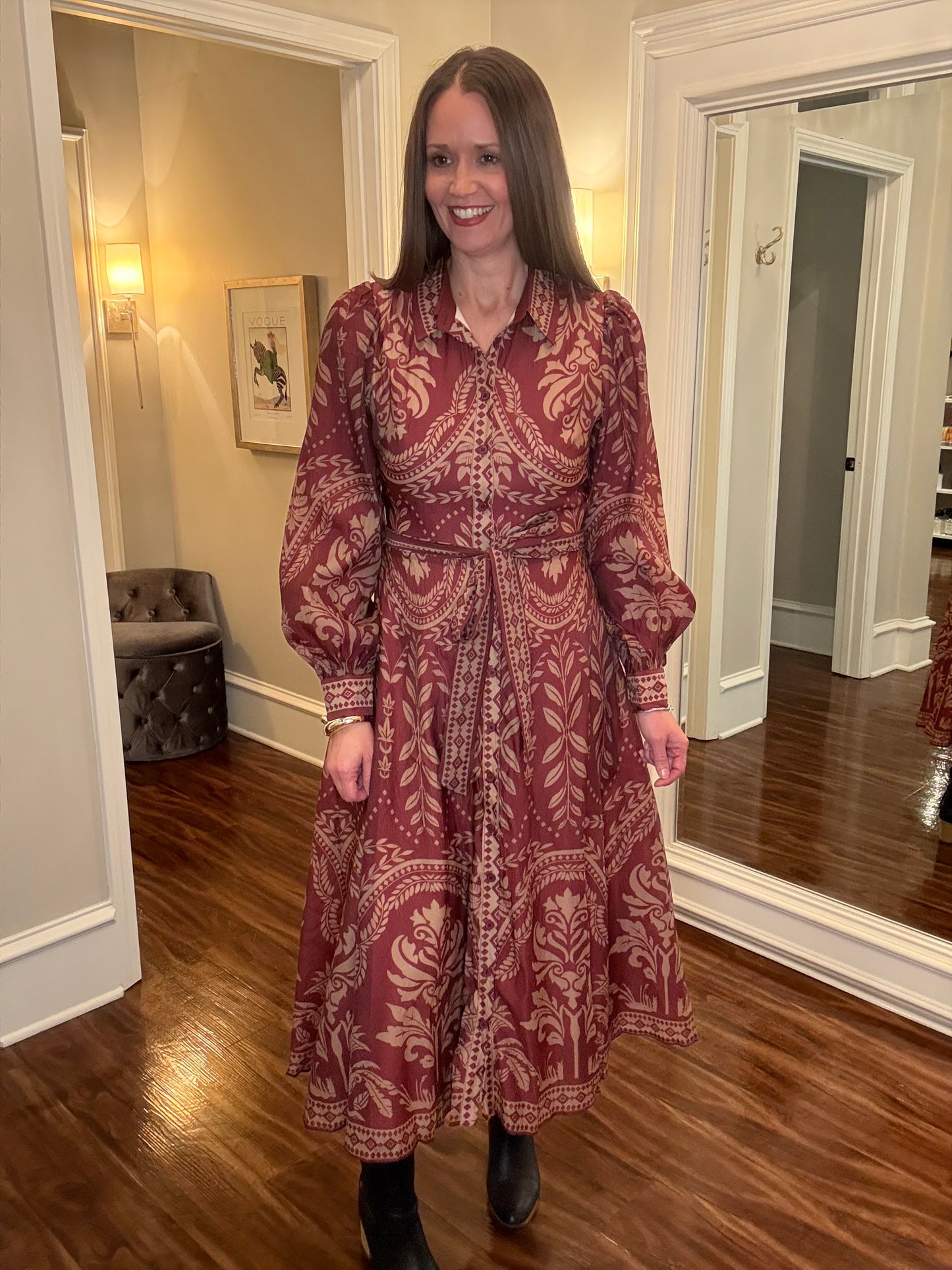 FLYING TOMATO WOVEN MIDI DRESS 10.25