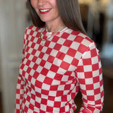 CHECKERBOARD SHEER TOP 10.7