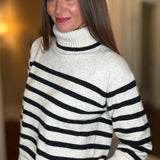 VELVET HEART IVORY AND BLACK STRIPE SWEATER 9.15