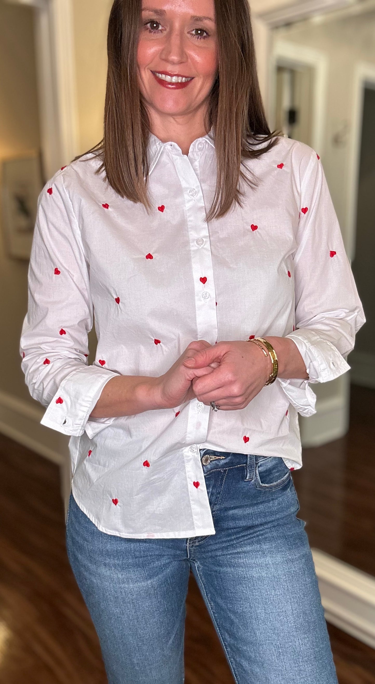 POPLIN HEART EMBROIDERED SHIRT 1.07