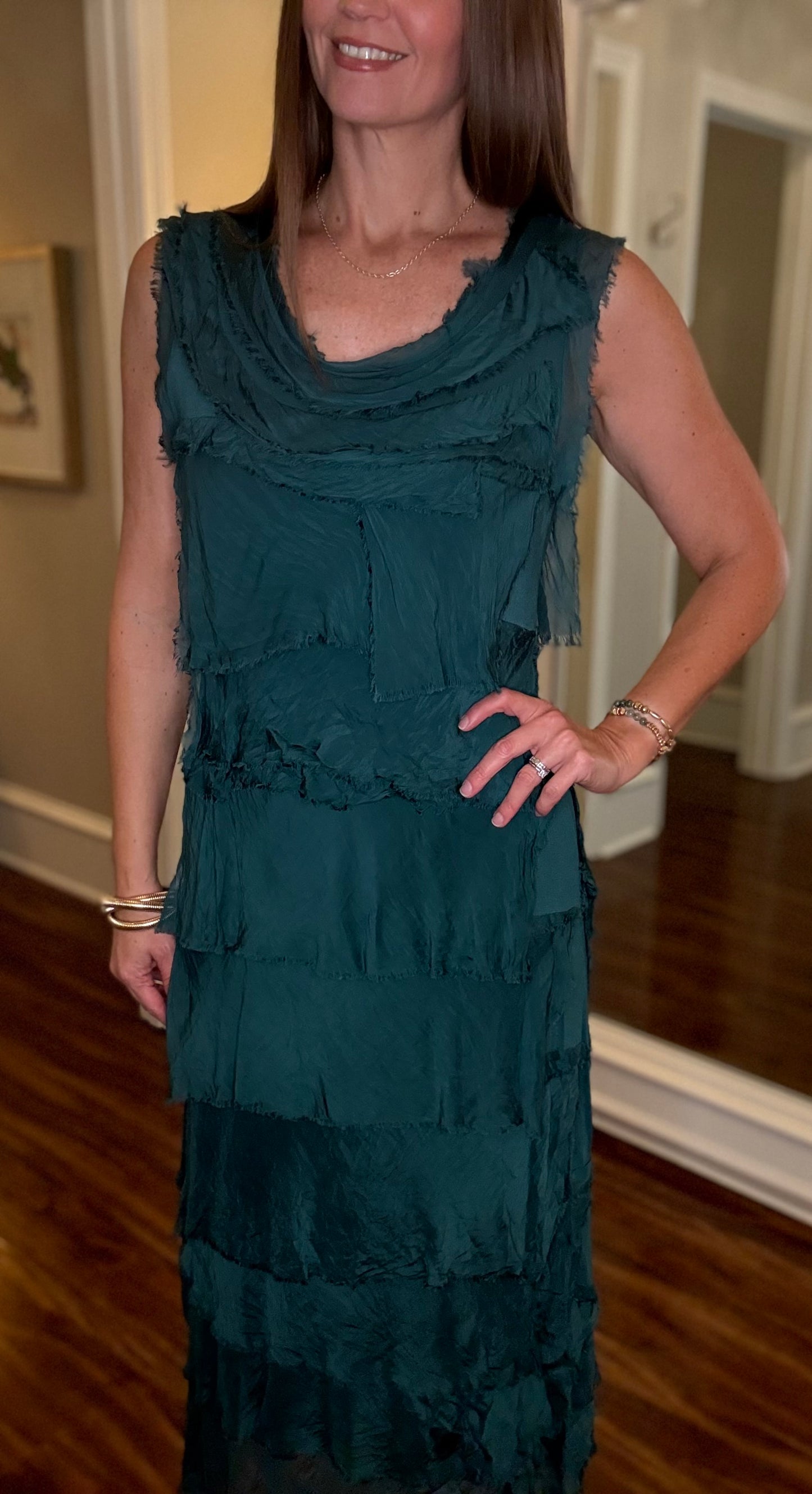 SILK RUFFLE DRESS (multiple colors)