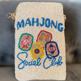 MAHJONG HAND BEADED CROSSBODY BAG 8.7