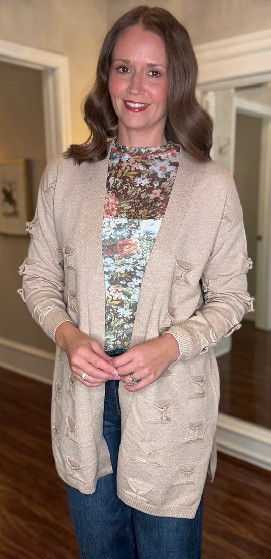 MULTIPLES OPEN FRONT SHAWL COLLAR CARDIGAN 9.15