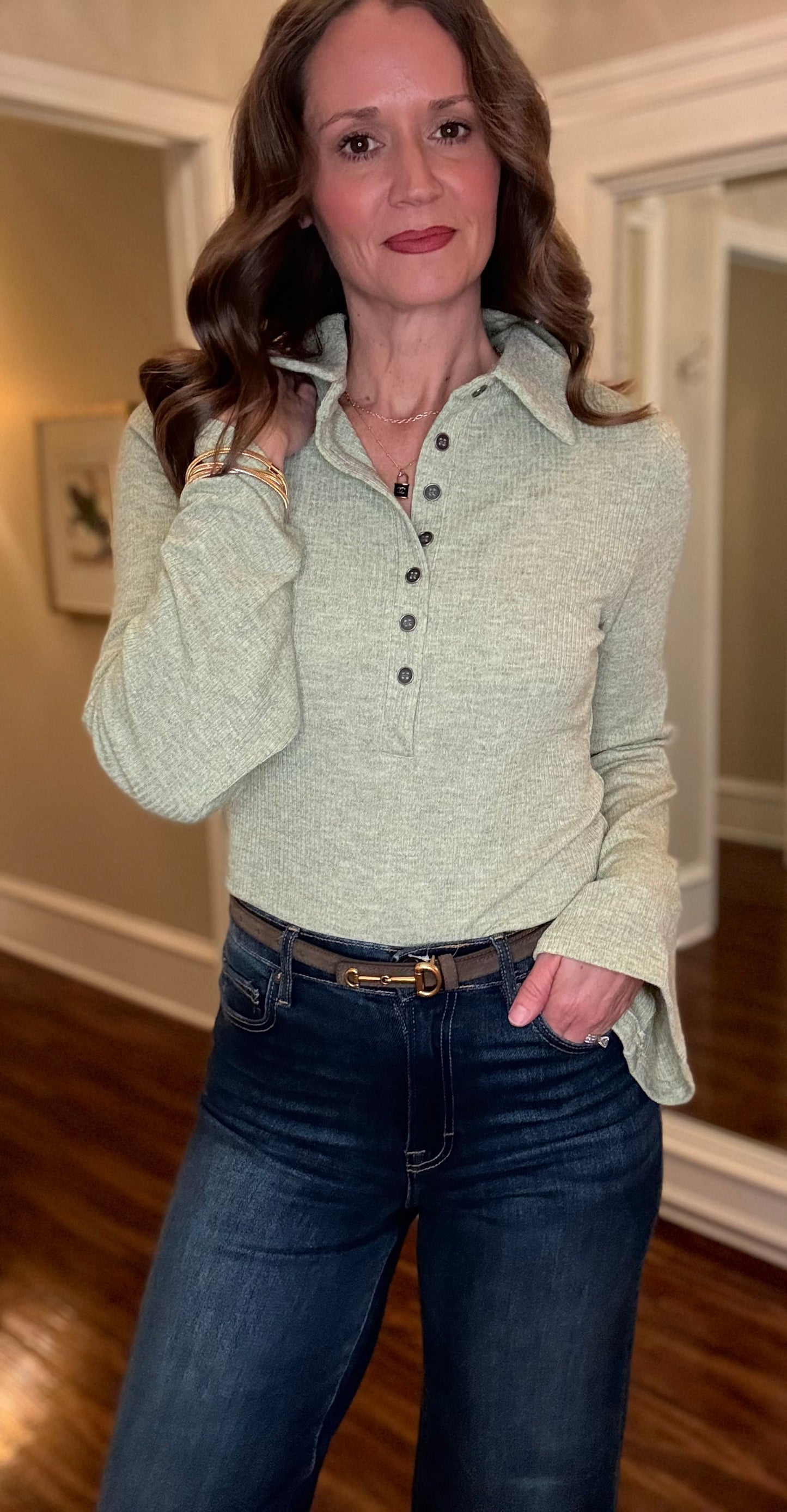 RIBBED KNIT TOP WITH BELL SLEEVE (multiple colors) 11.6