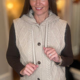 HOODED CABLE KNIT SWEATER VEST 9.28