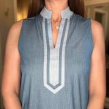THML DENIM SPLIT NECK DRESS 4.24