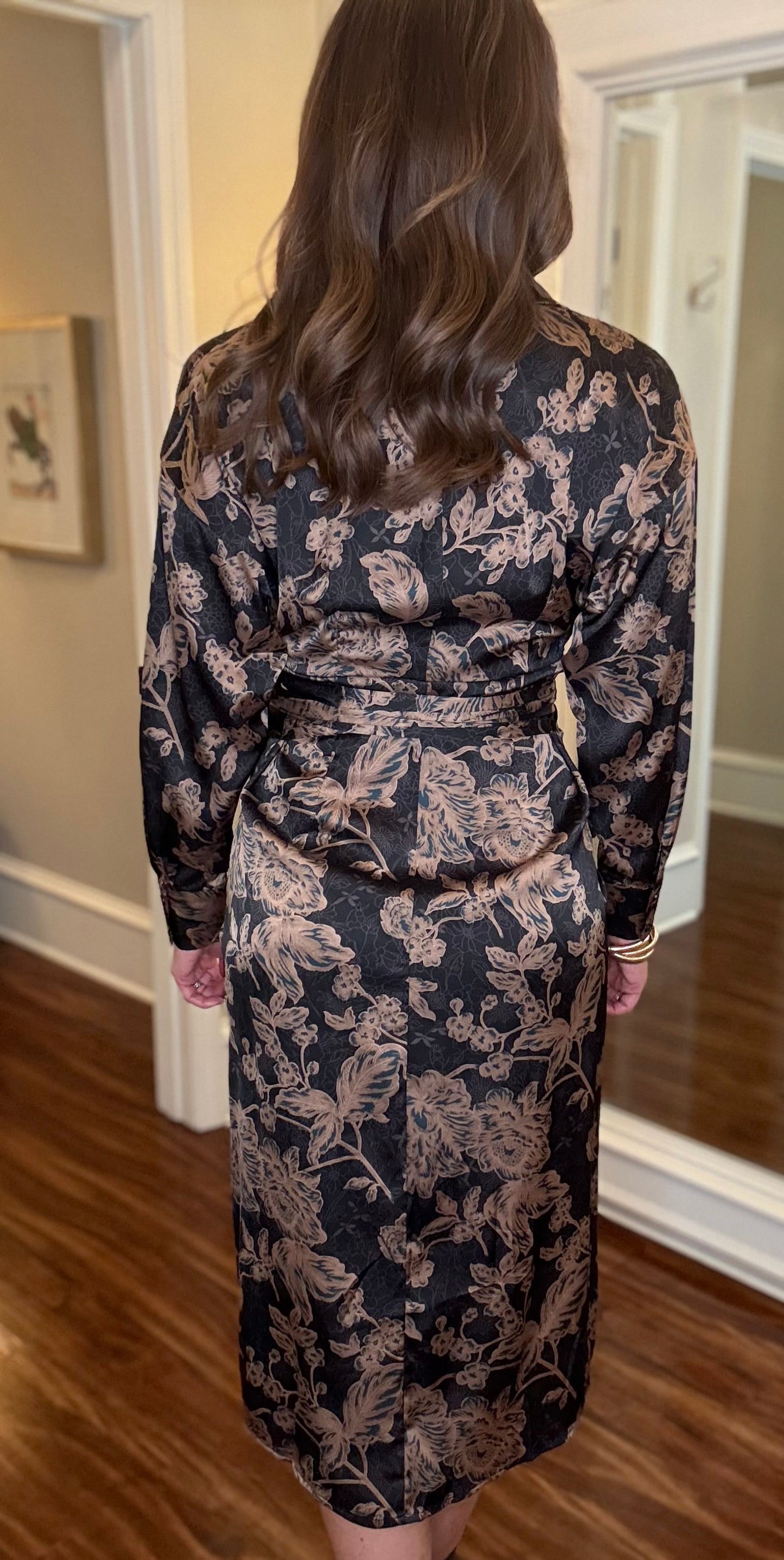 FATE SATIN FLORAL MIDI DRESS 8.13