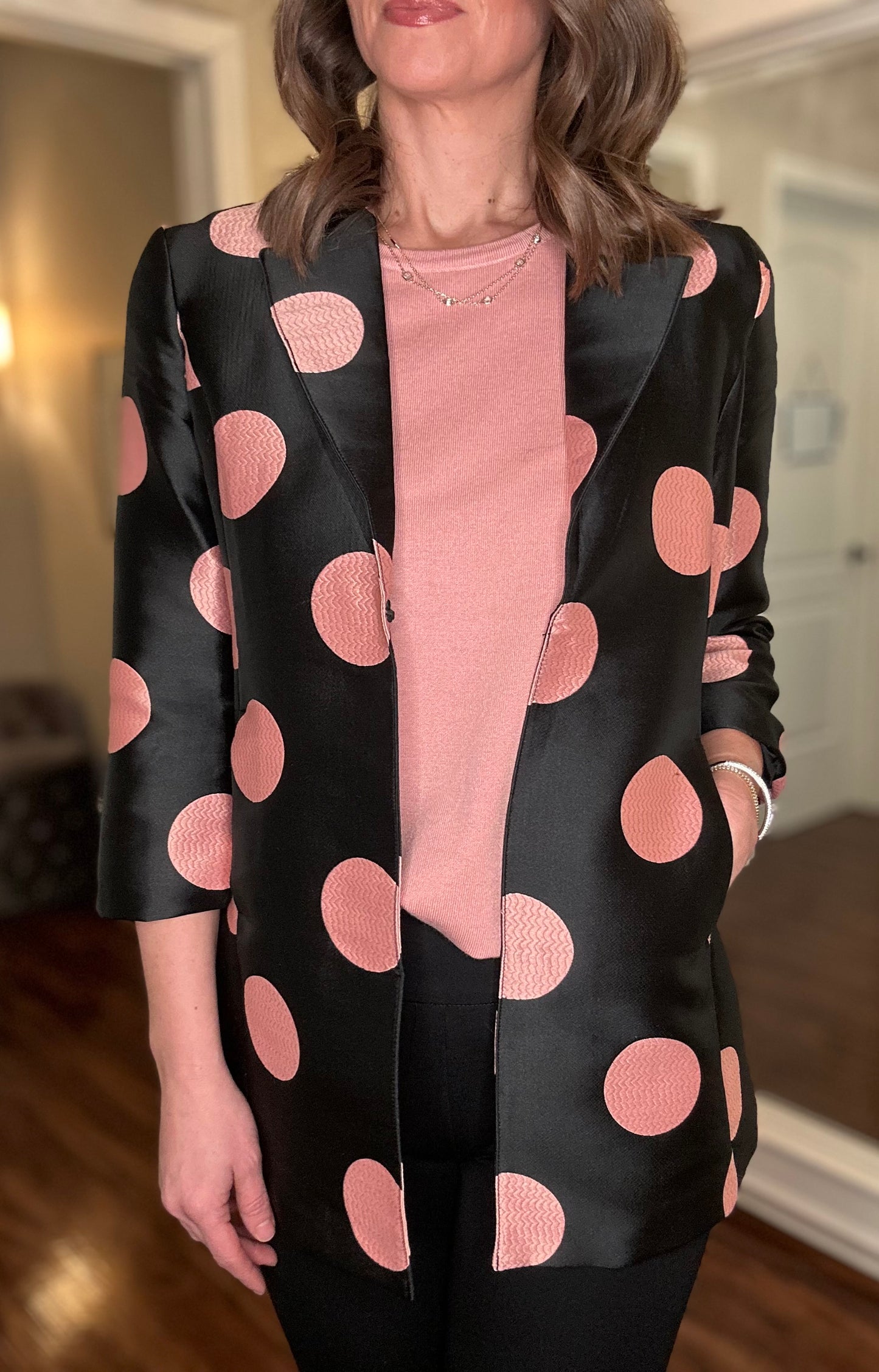 MULTIPLES BLACK JACKET WITH BLUSH CIRCLES 1.22