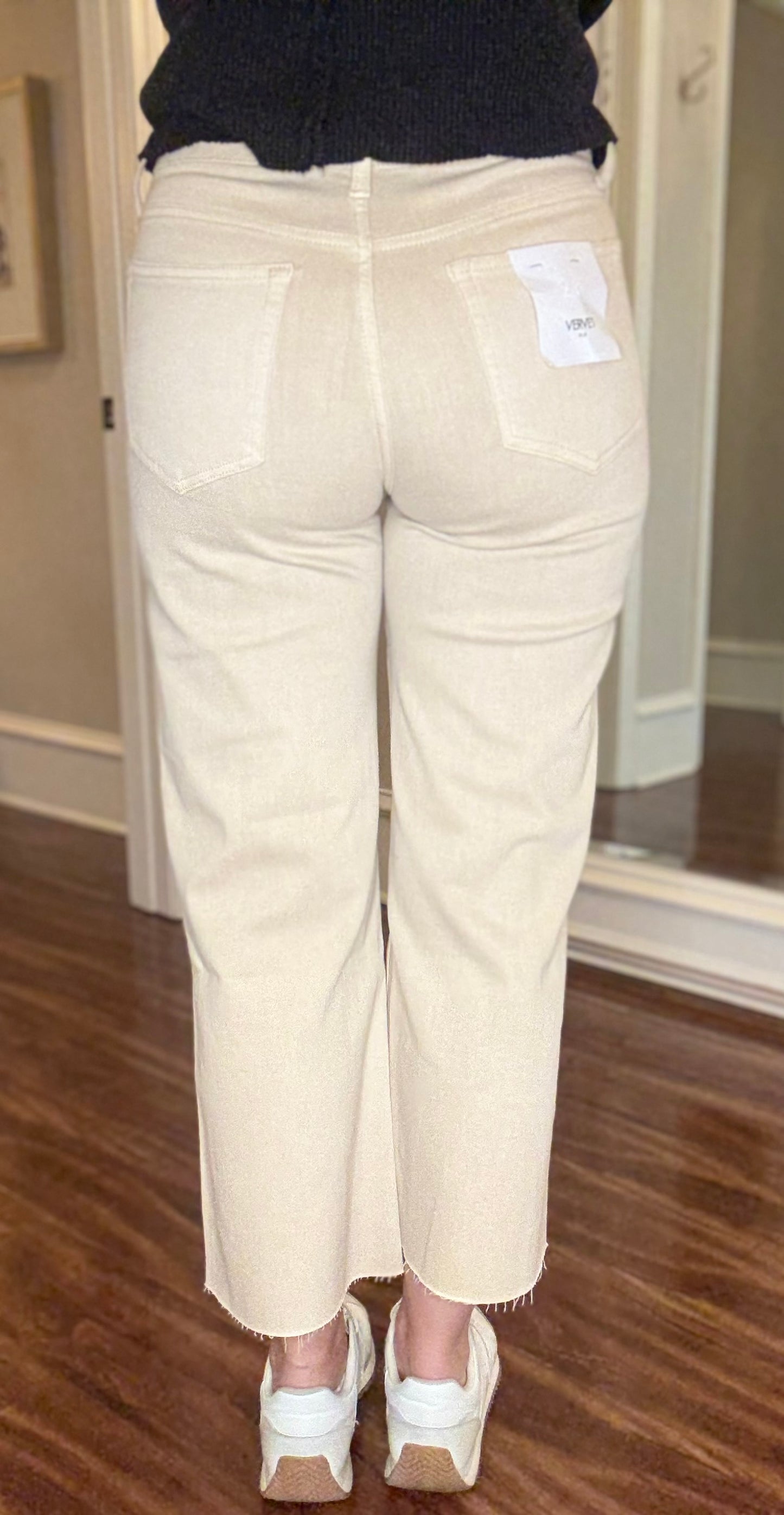 TAN HIGH RISE WIDE LEG CROP 1.8