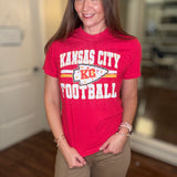 DISTRESSED KC RED FOOTBALL TEE 7.27