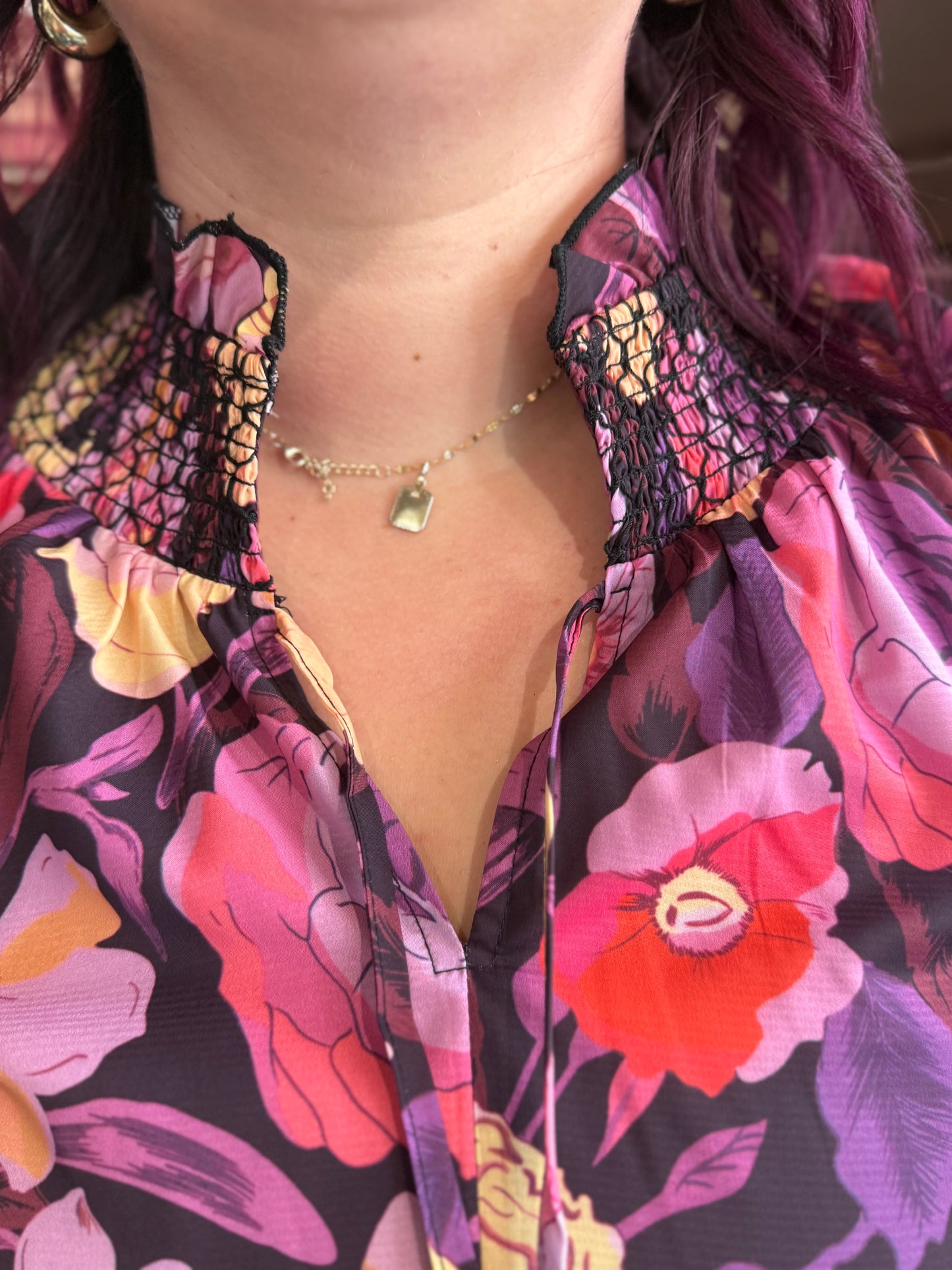 JODIFL EGGPLANT FLORAL TOP 9.30