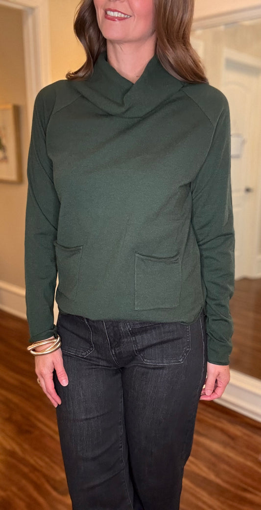 FDJ COWL NECK SWEATER WITH POCKETS (multiple colors) 8.13