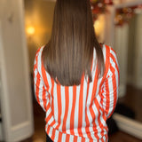 ORANGE & WHITE STRIPE BUTTON DOWN 9.30