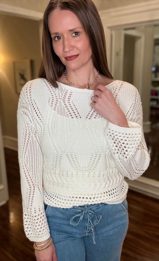 HEM AND THREAD BOATNECK CROCHET SWEATER 2.3