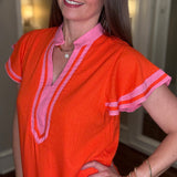 THML ORANGE FLUTTER SLEEVE DRESS 4.24