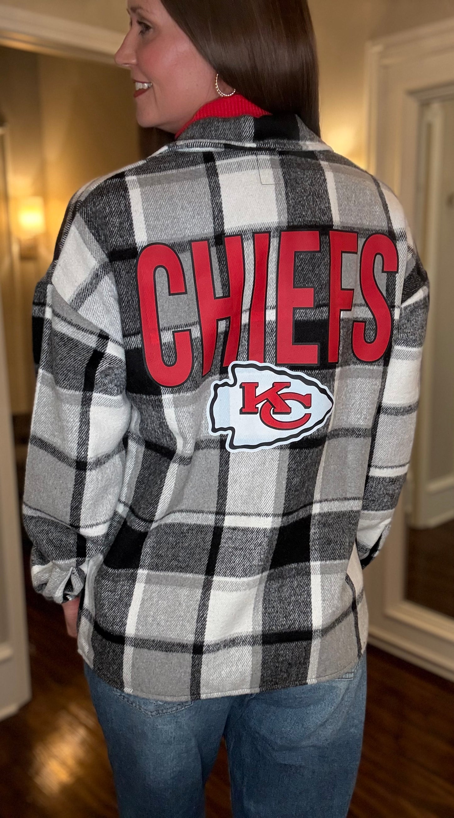 GAMEDAY COUTURE PLAID CHIEFS JACKET 9.23