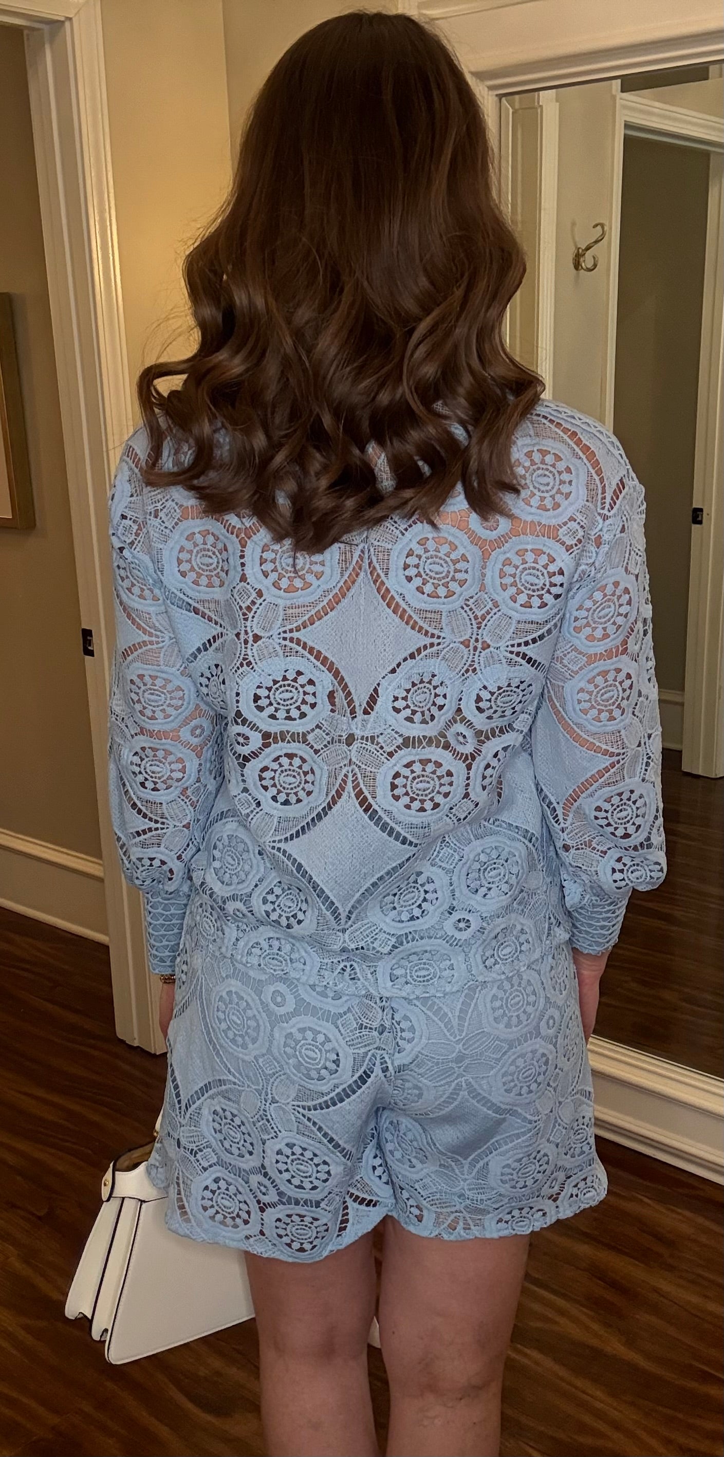 LIGHT BLUE LACE BLOUSE AND SHORT SET 12.23