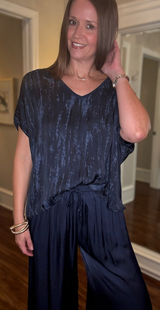 LOOK MODE SATIN V-NECK TOP (multiple colors) 8.26