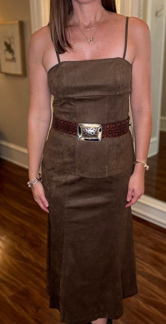 MUSTARD SEED CHOCOLATE SUEDE SKIRT 9.25