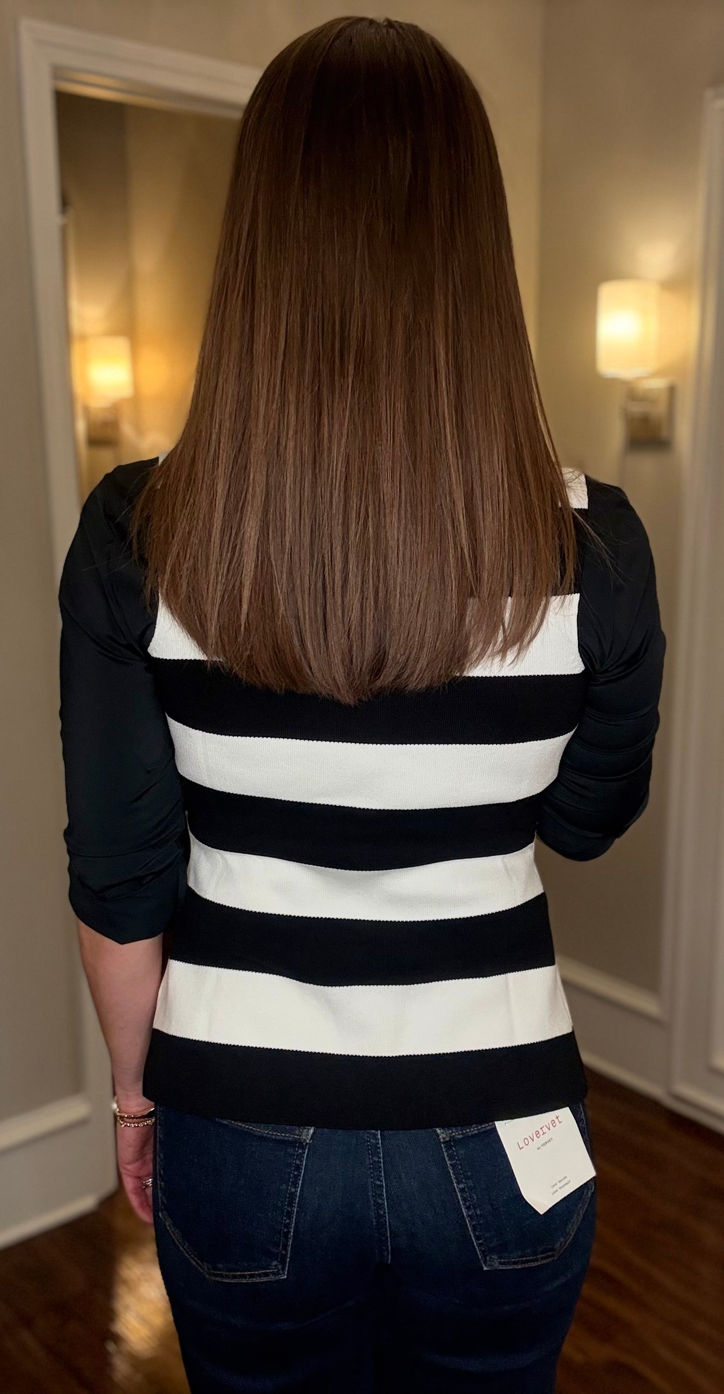 STRIPED BUTTON UP KNIT TOP 1.16