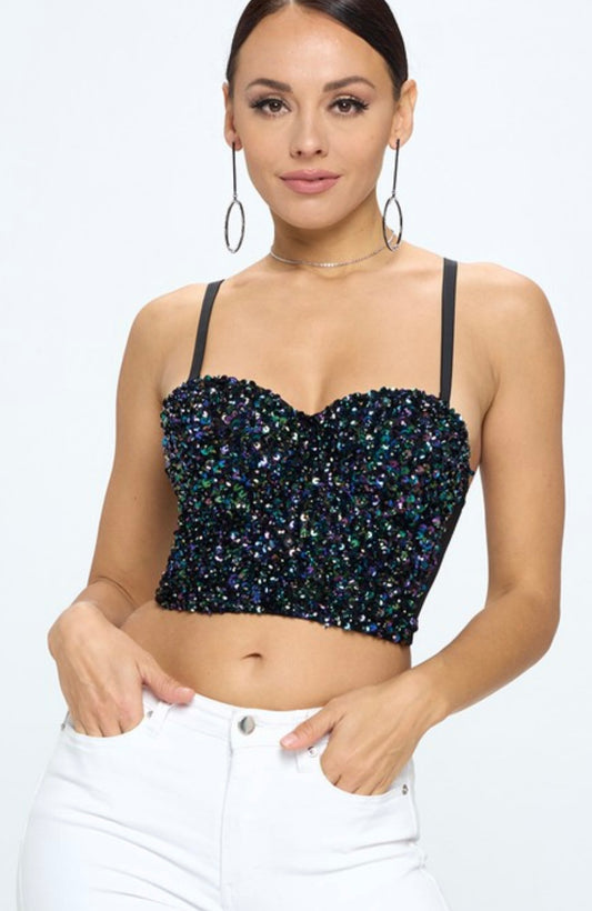 IRIDESCENT MERMAID SEQUIN BUSTIER 8.6