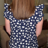 THML NAVY SPOTTED FLUTTER SLEEVE TOP 4.1