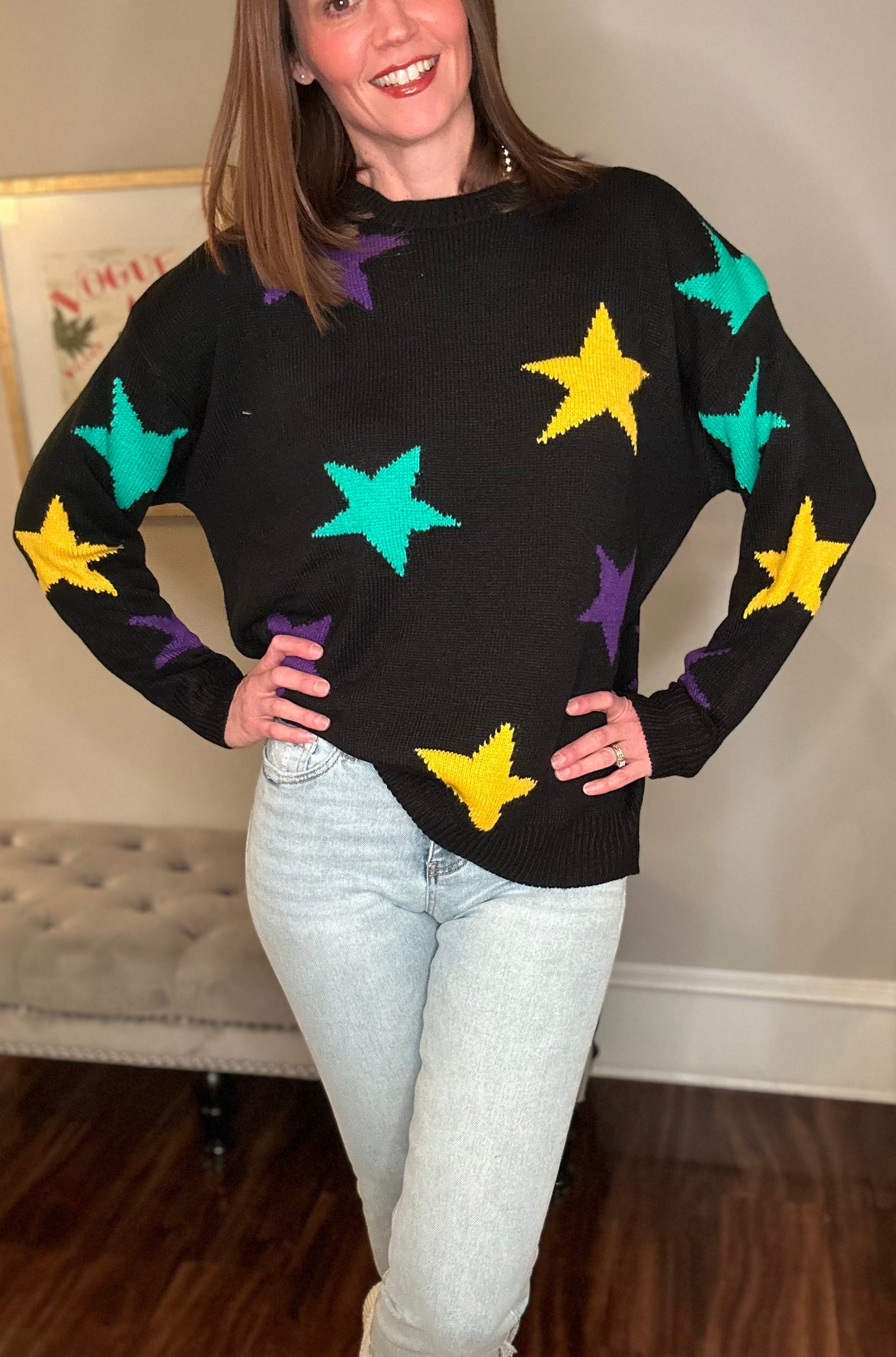 Vine and Love star print sweater