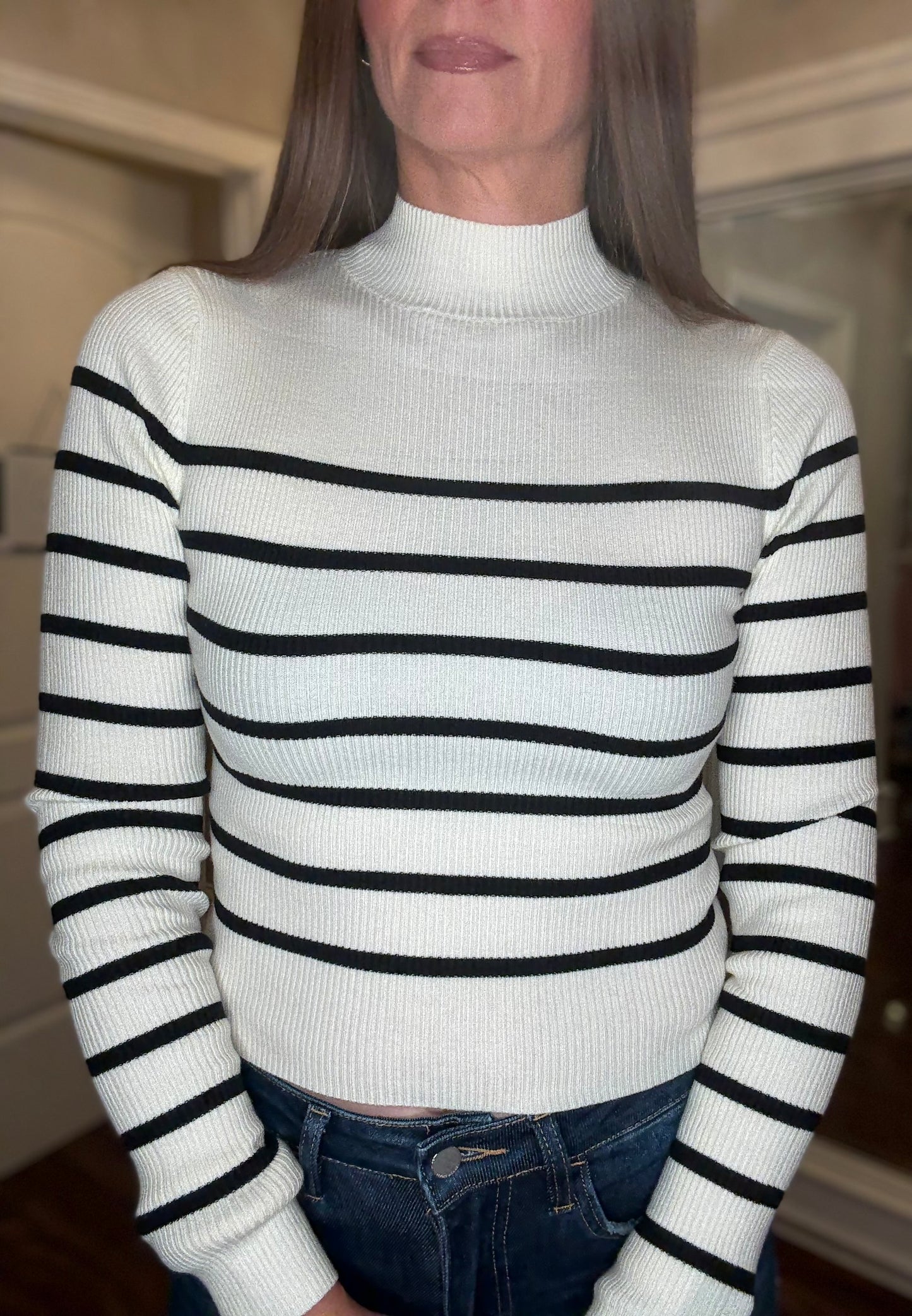 HYFVE STRIPED MOCK NECK SWEATER 8.26