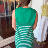 ENTRO GREEN STRIPED KNIT DRESS 4.29