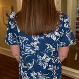 BLUE FLORAL PUFF SLEEVE TOP 2.16