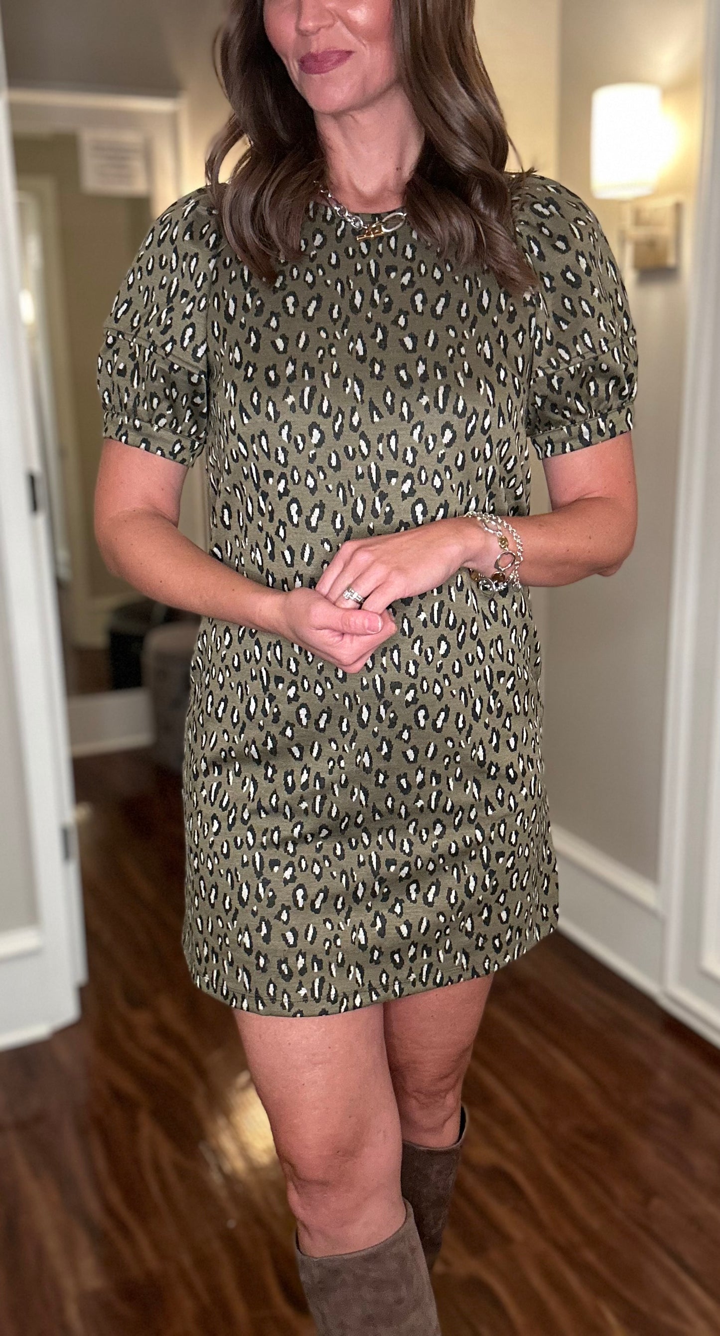 THML GREEN ANIMAL PRINT DRESS 10.8