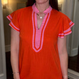 THML ORANGE FLUTTER SLEEVE DRESS 4.24
