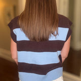 ENTRO SHORT SLEEVE BROWN/BLUE SWEATER 7.2