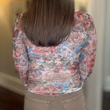 PROMESA FLORAL MESH TOP WITH CREAM TRIM 7.27
