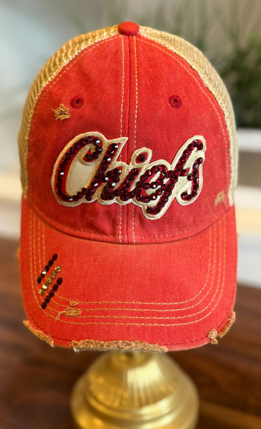 CHIEFS RED SEQUIN TRUCKER HAT