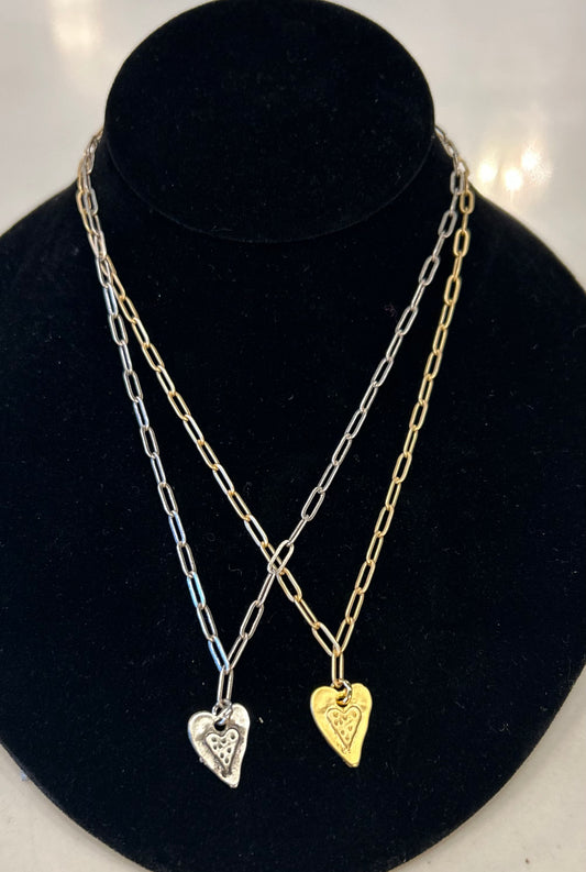 GWP VIRTUE PAPERCLIP CHAIN HEART NECKLACE